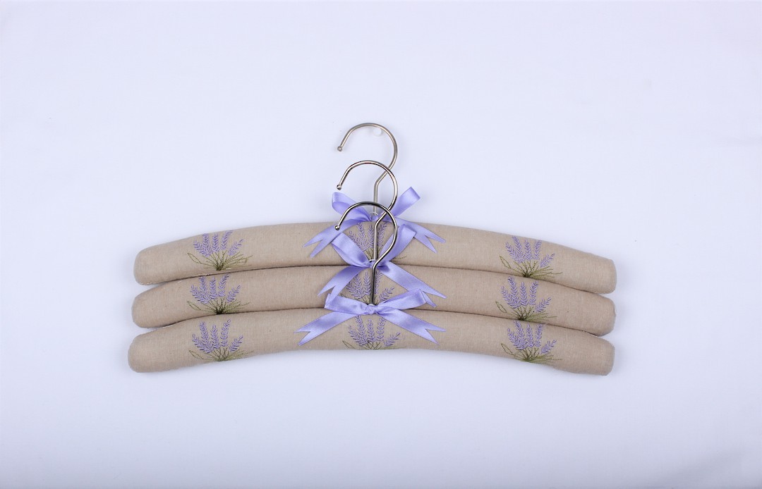 Lavender linen coat hangers - set of 3. Code: EH -LAV/LIN image 0